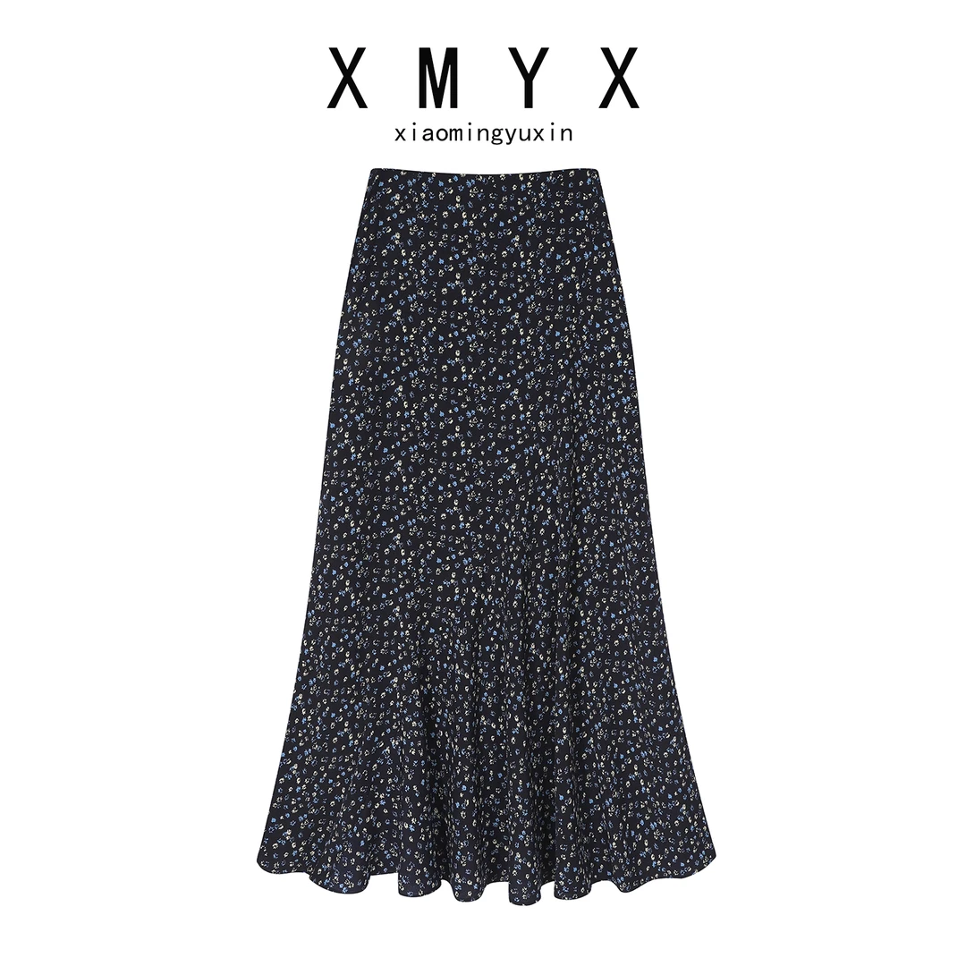 【XMYX】不规则分割拼接鱼尾半身裙女夏季新款高腰显瘦a字中长裙