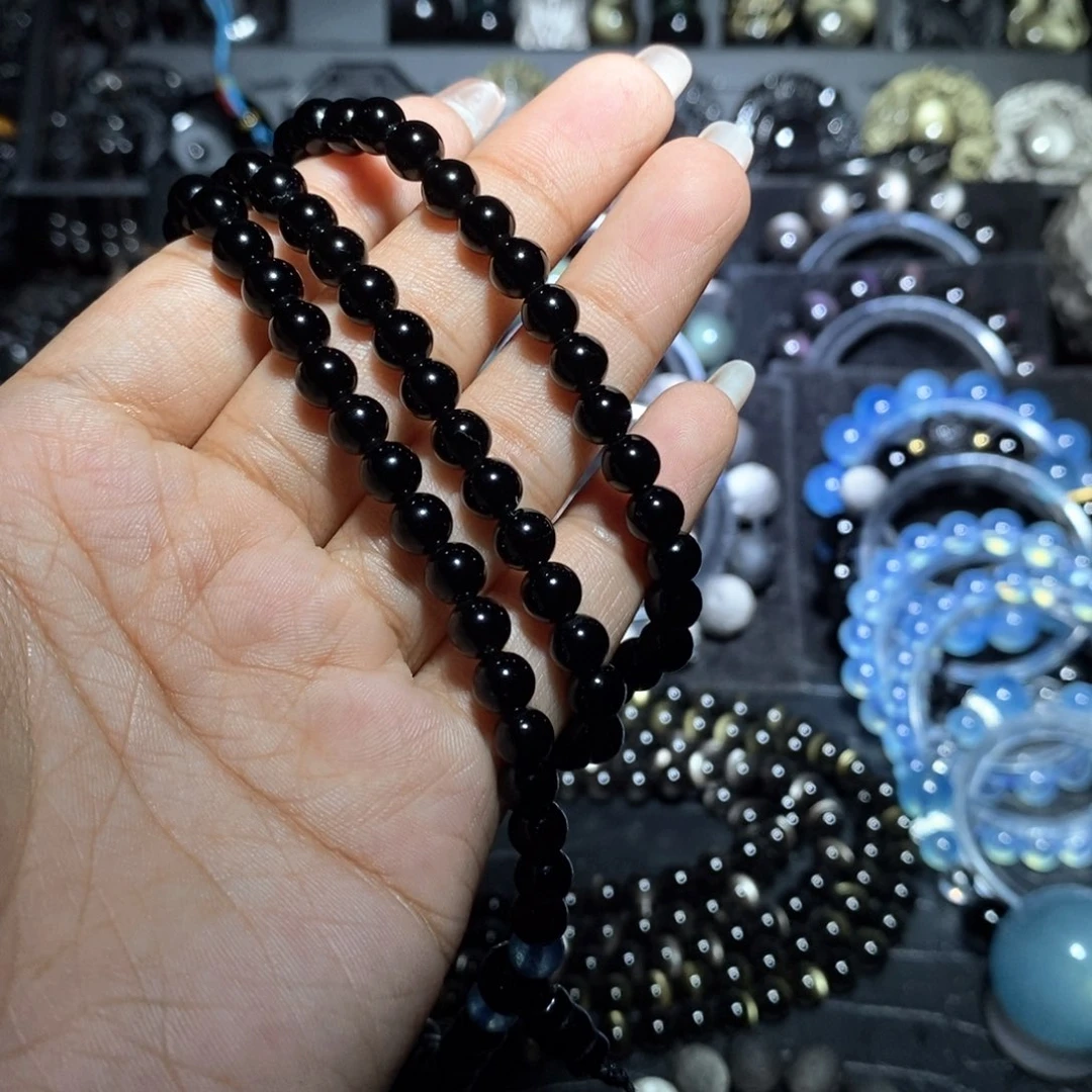 黑曜岩未镶嵌手链M****沙