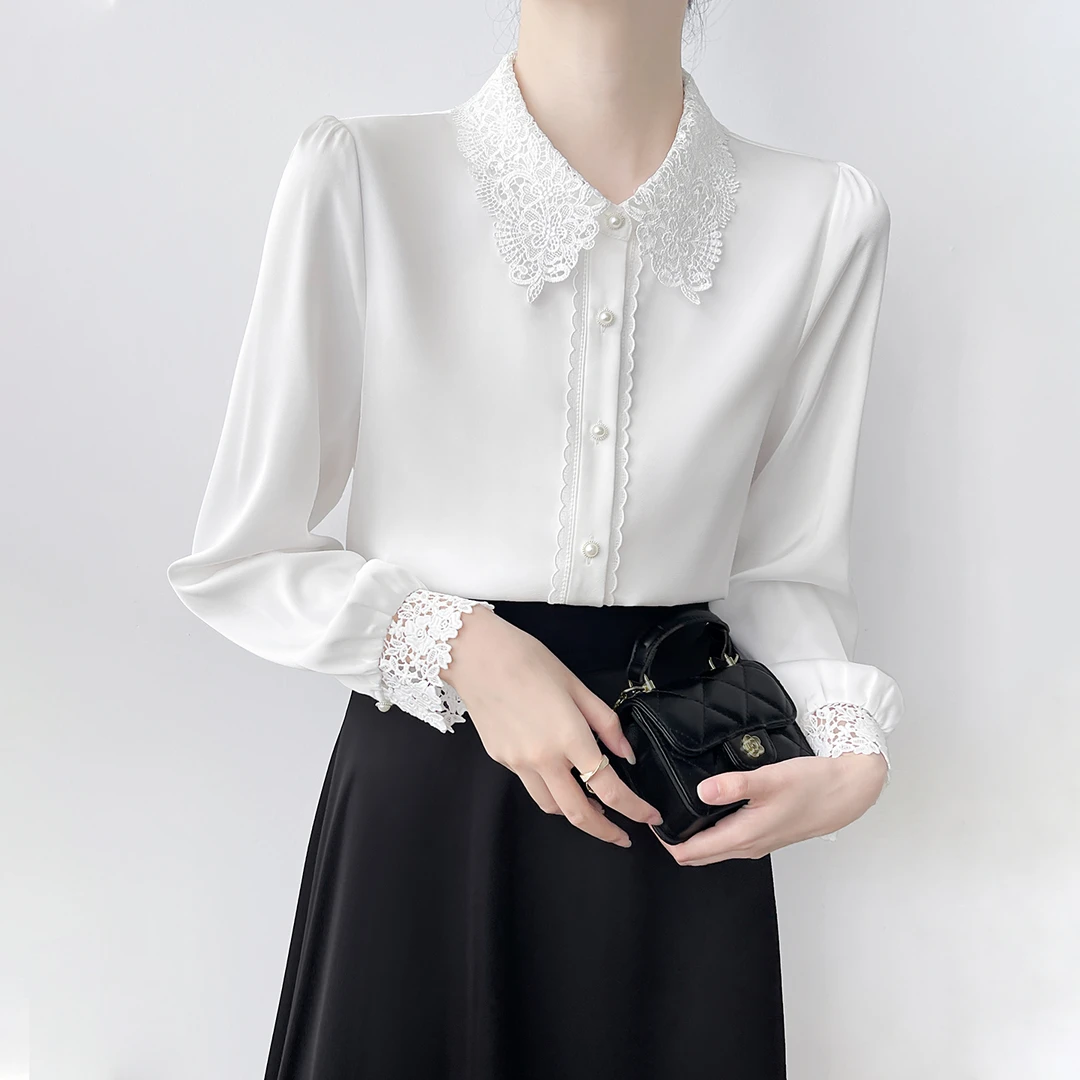 Q679白色衬衫女士2025新款爆款秋冬洋气内搭打底衬衣职业通勤面试