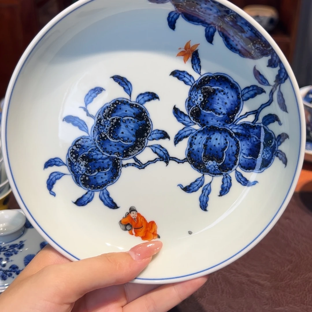 青花雯华堂手绘壶承