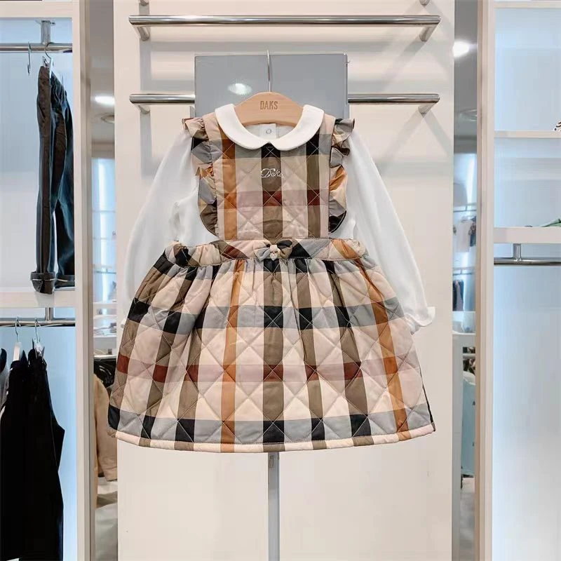 韩版24秋冬女童夹棉两件套连衣裙12020