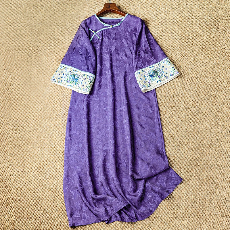 夏季新款花萝刺绣旗袍长裙