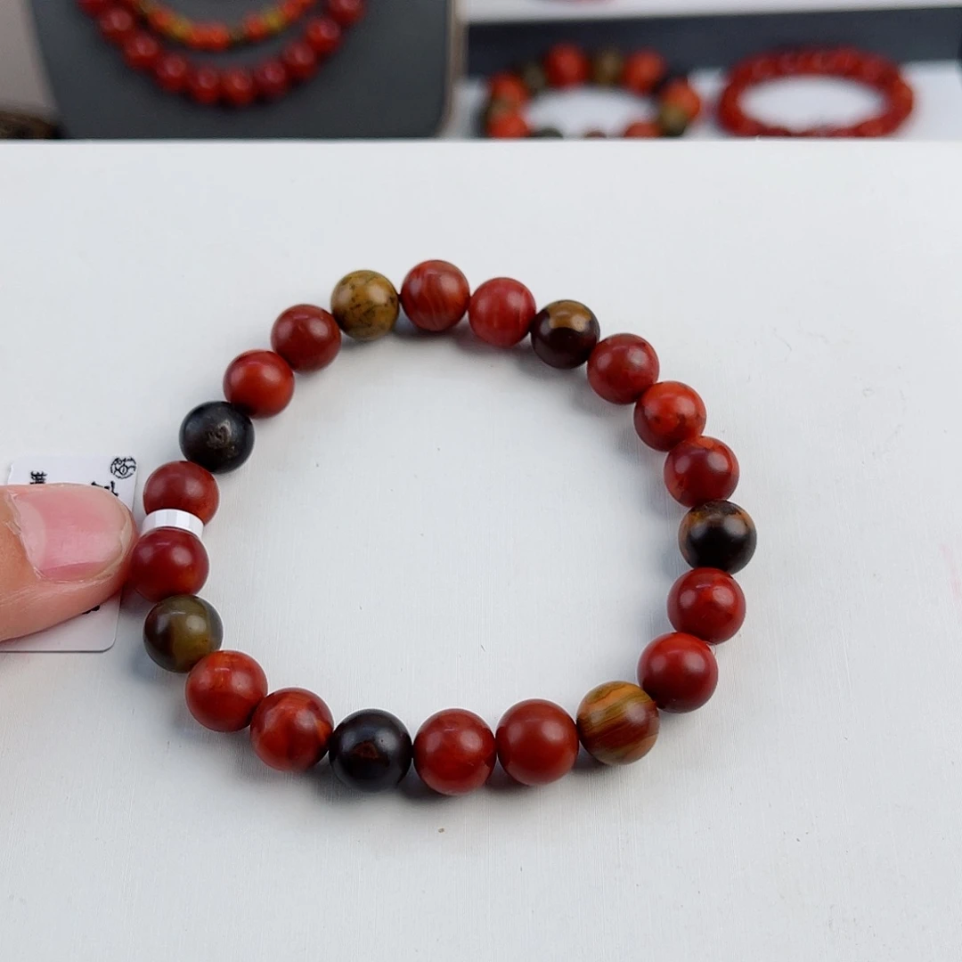 姠***葵手链未镶嵌南红玛瑙大山包哑光包浆圆珠单圈8mm