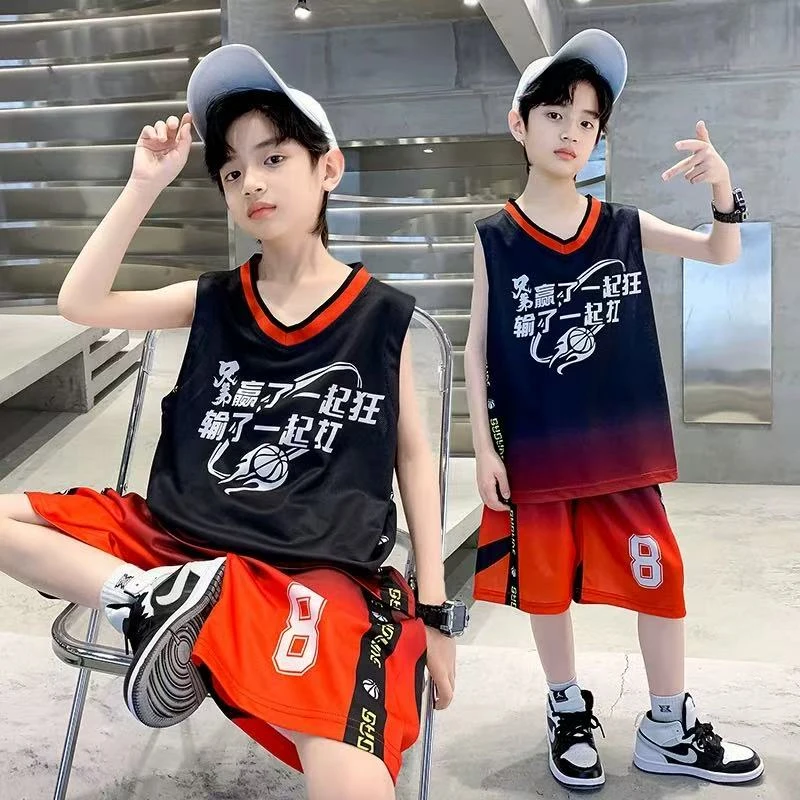 502877童装男童速干球服套装2025夏季休闲运动洋气两件套套装衣服