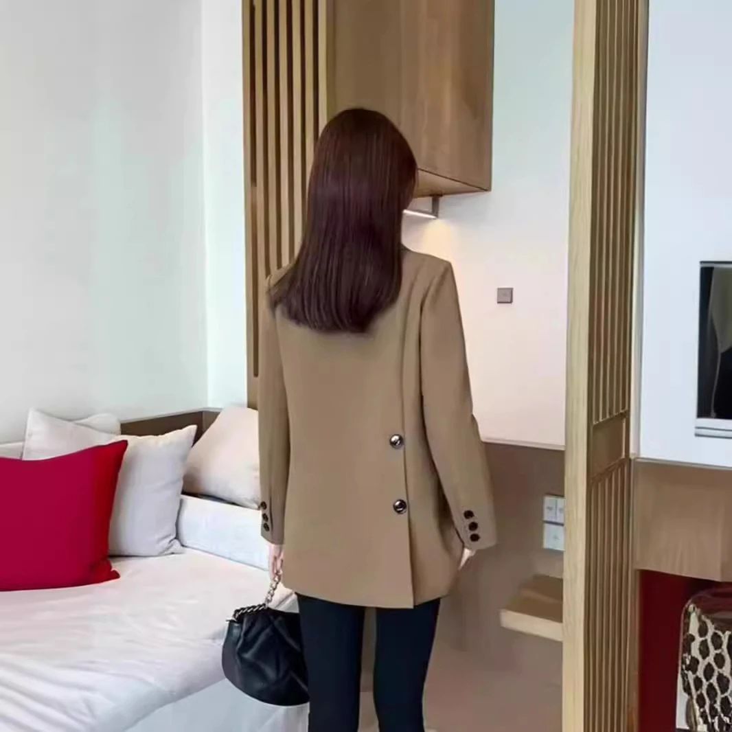 卡其色西装外套女秋季新款韩版宽松显瘦高级感小个子休闲西服上衣