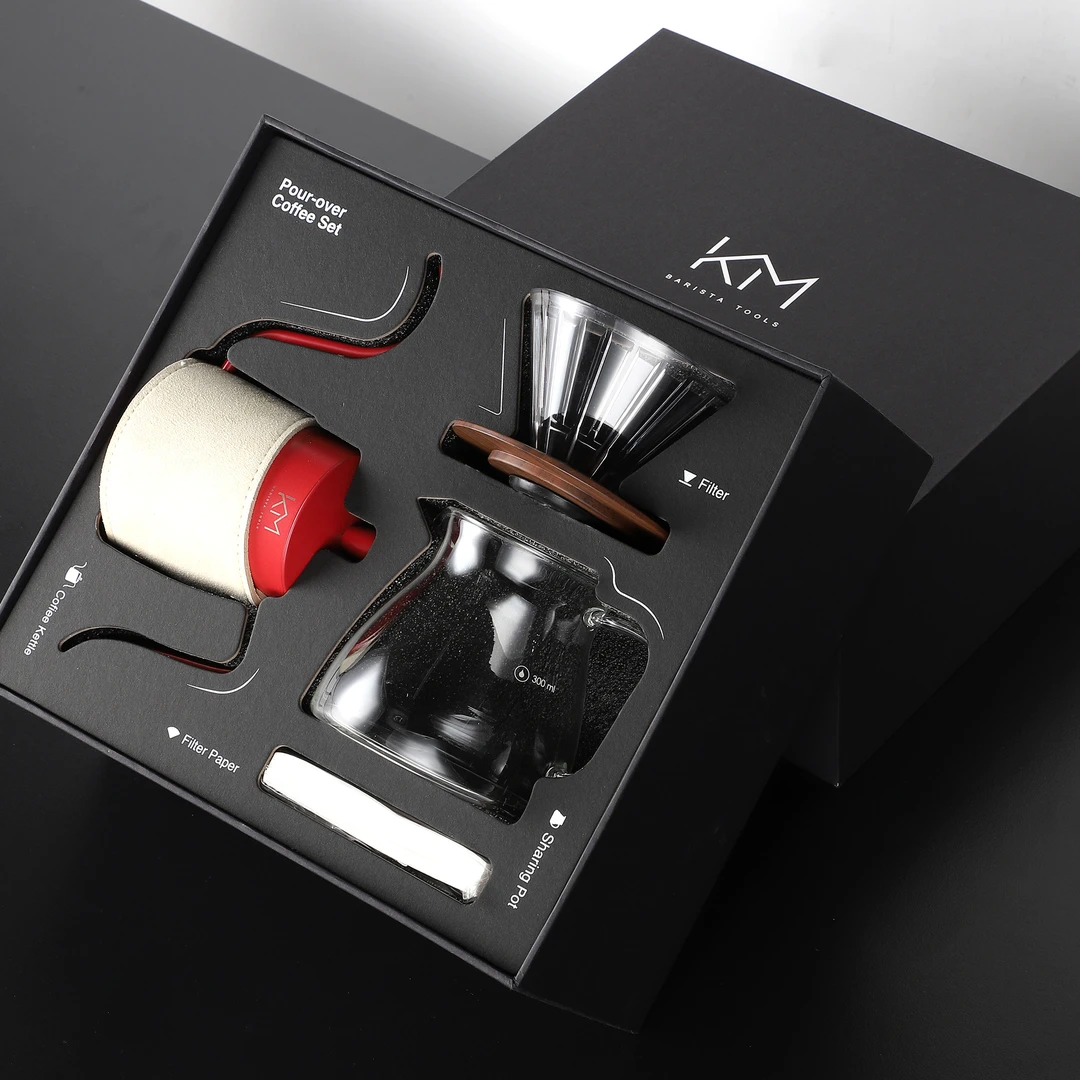 KM小清新手冲套装手冲壶带隔热皮套树脂滤杯分享壶手冲礼盒套装
