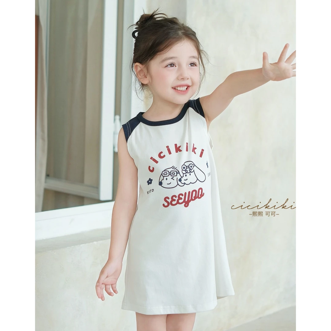 【可爱狗】2025儿童夏季新款休闲时尚印花T恤裙 熙熙可可TXQ2505
