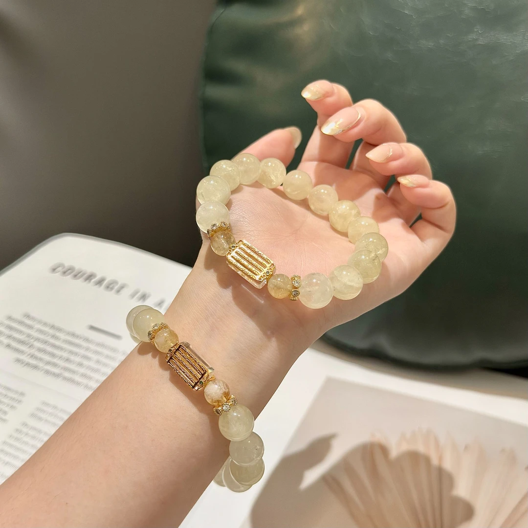 【夏日柠檬】柠檬黄 麦麦手串原创设计天然水晶