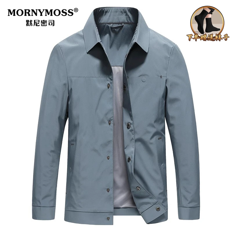 翻领中年男士夹克短款商务经典黑色休闲男夹克春季薄款外套胸兜