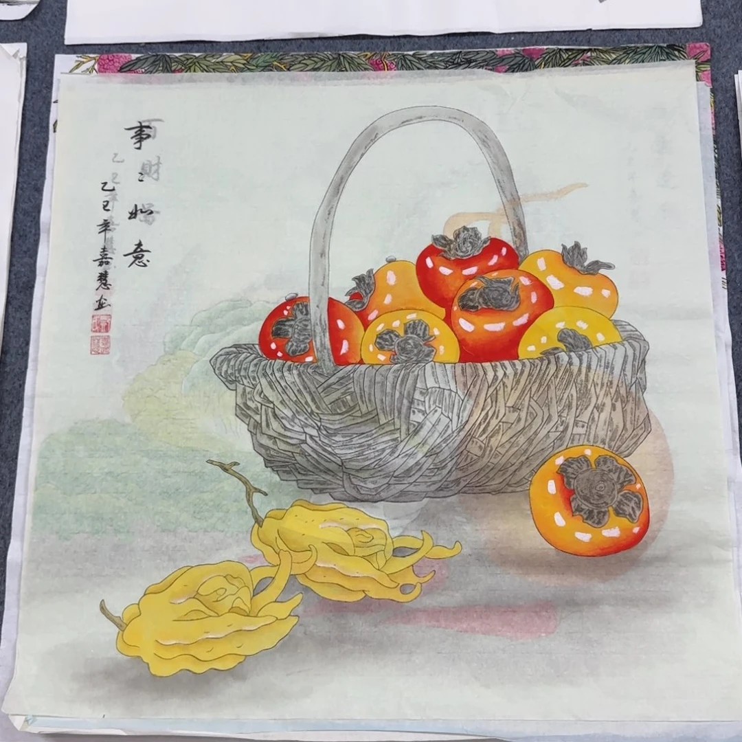 国画尺寸70X70手绘作品