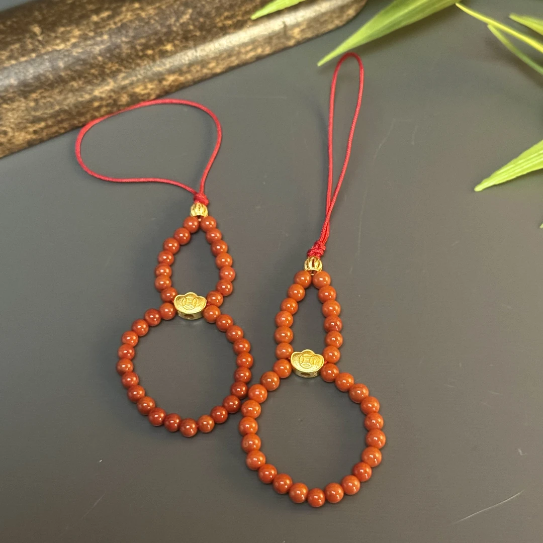 【景旺】3mm+南红葫芦手机挂件@多样性只发其中一件