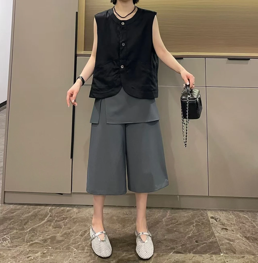 米可/MK-2061XX【麻料马甲】时尚休闲气质减龄显瘦夏季新款马甲