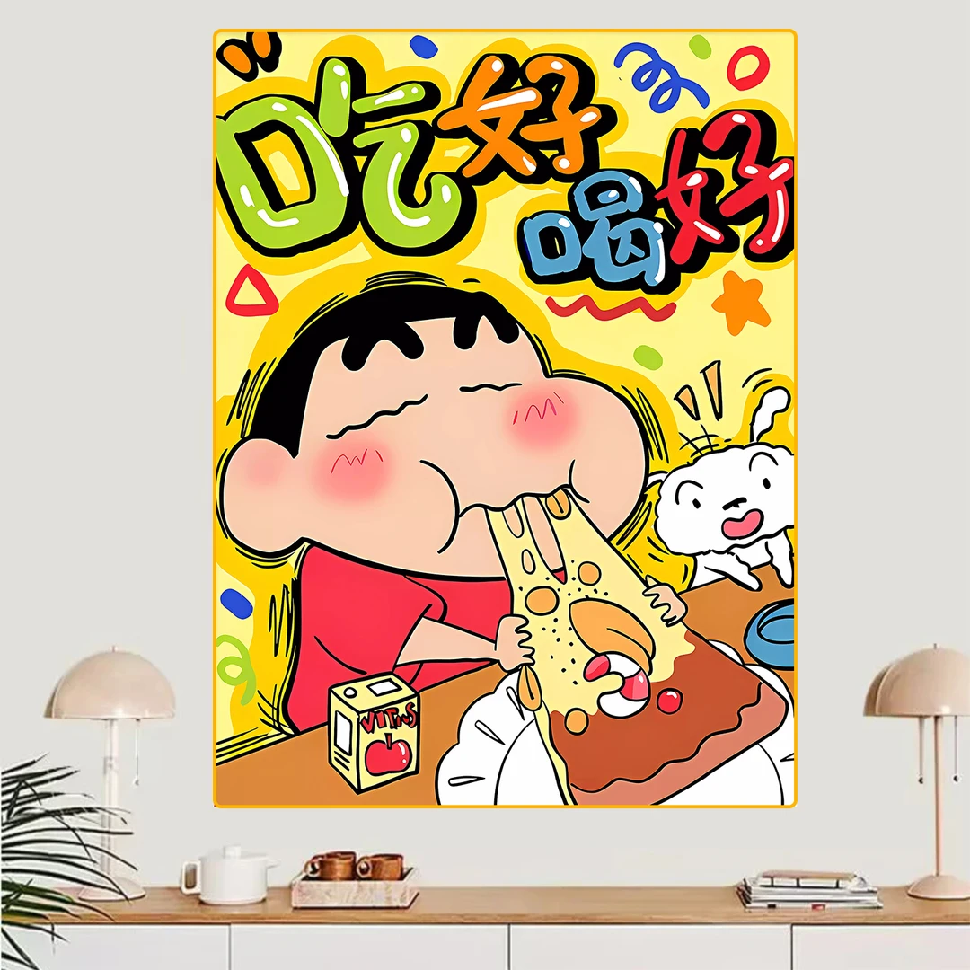 CT20蜡笔小新餐厅装饰画饭厅挂画中国风餐桌笔画饭店墙面卧室