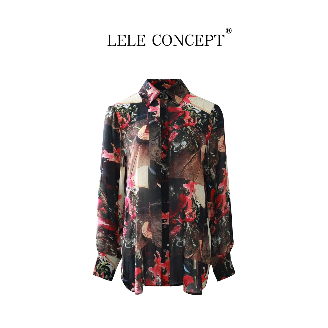 LELE CONCEPT |都市轻奢设计款复古花衬衫FC25D0221Y