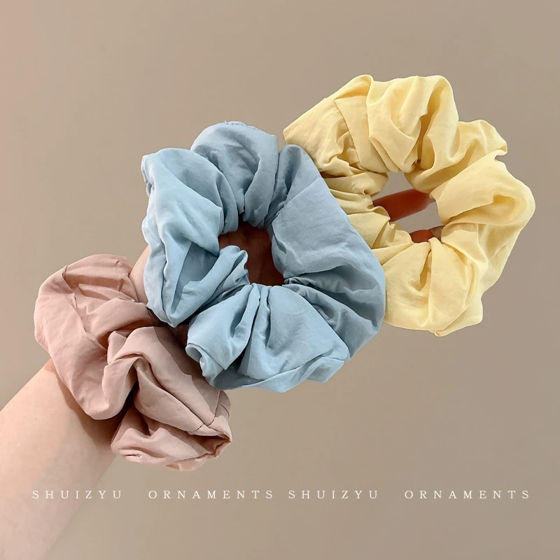 森系简约纯色大肠发圈女高级感扎发头绳高弹力耐用橡皮筋发绳发饰