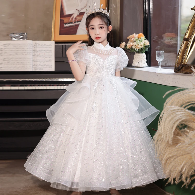 女童公主裙礼服花童婚纱裙晚礼服夏季气质蓬蓬纱生日party公主裙