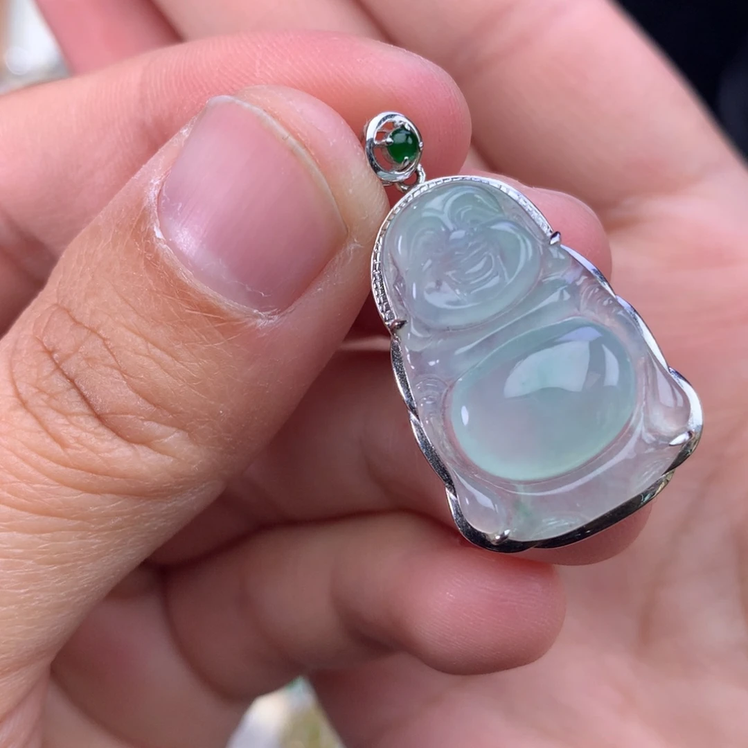 翡翠吊坠(不含链)18K金镶嵌