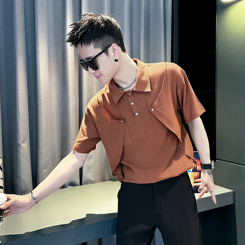 高级设计感短袖Polo衫男士夏季薄款半袖t恤2025新款休闲痞帅上衣