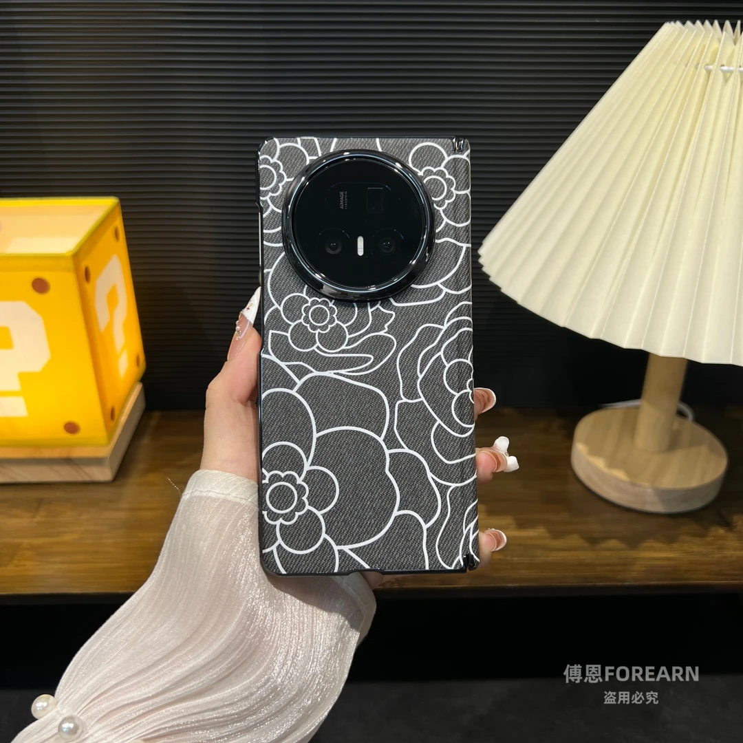 适用于荣耀MagicV5手机壳v5折叠屏浮雕山茶花中轴MBH-AN10超薄款