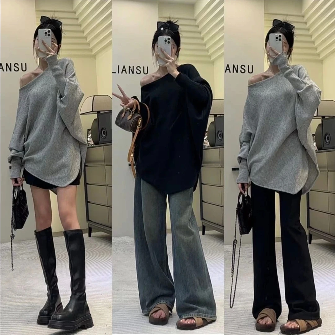 蝙蝠衫【 巴黎之恋】秋季设计感慵懒风不规则