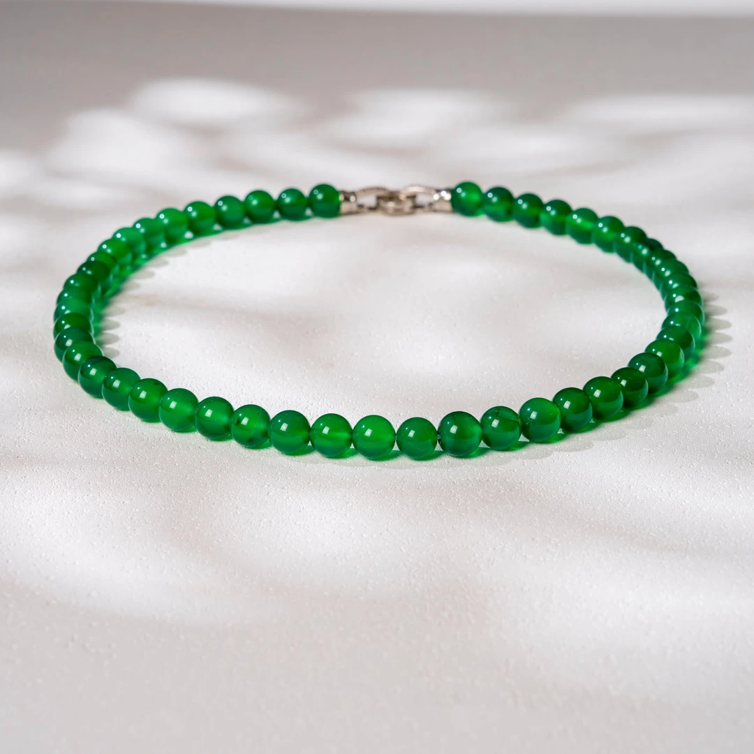 铜合金项链 新中式时尚轻奢 8mm绿项链 4001