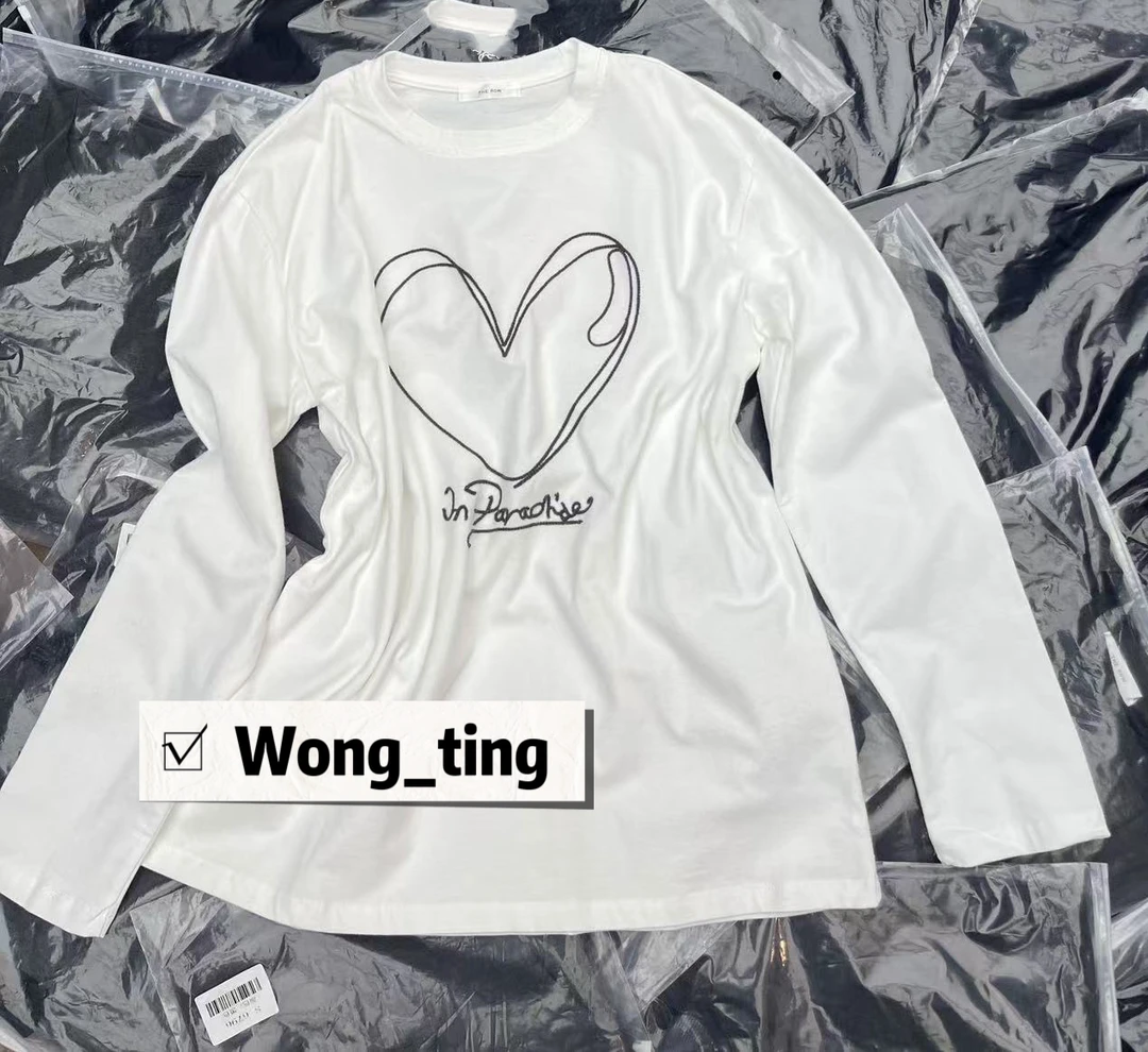 【W_ting】2025新款两色爱心印花大版T恤12266