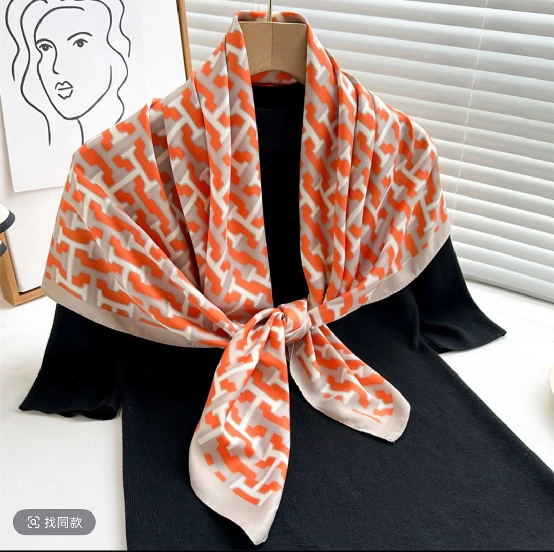 1197 百搭不起球通用不掉色印花丝巾春秋韩版秋冬季风围巾