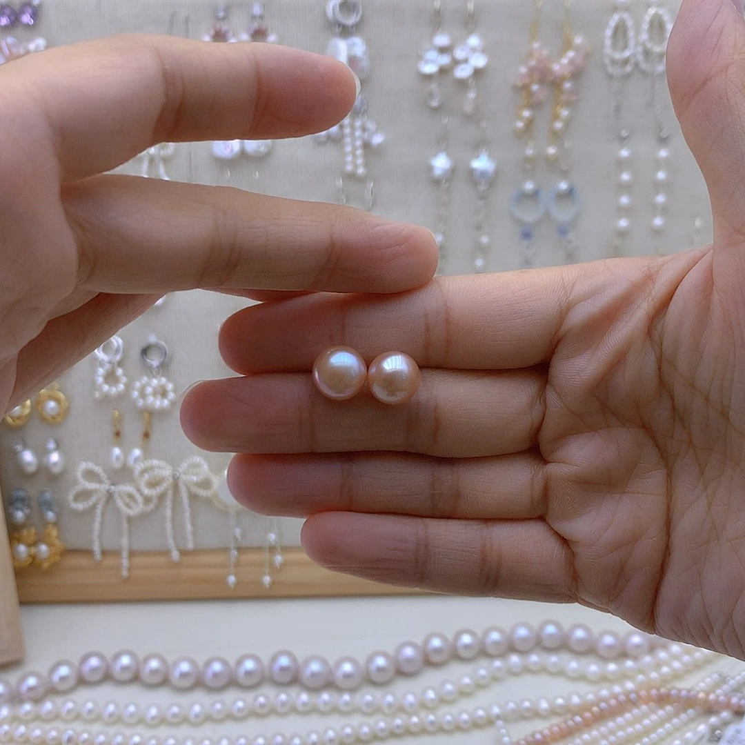 银S925镶嵌淡水珍珠耳饰