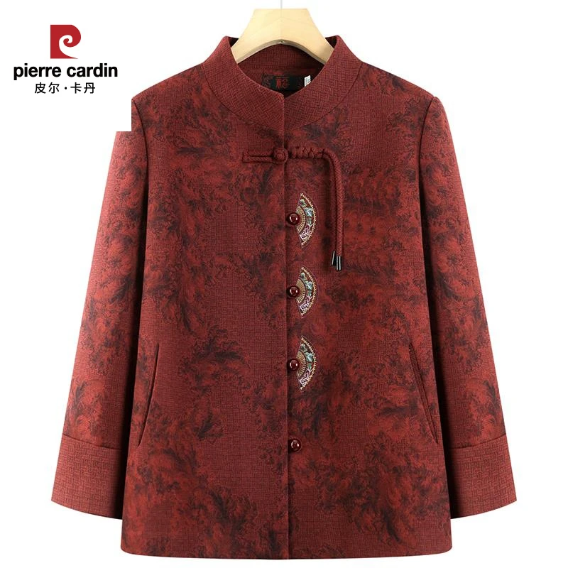 皮尔卡丹老年人外套女奶奶装春装新款中式国风立领衣服老太太妈妈