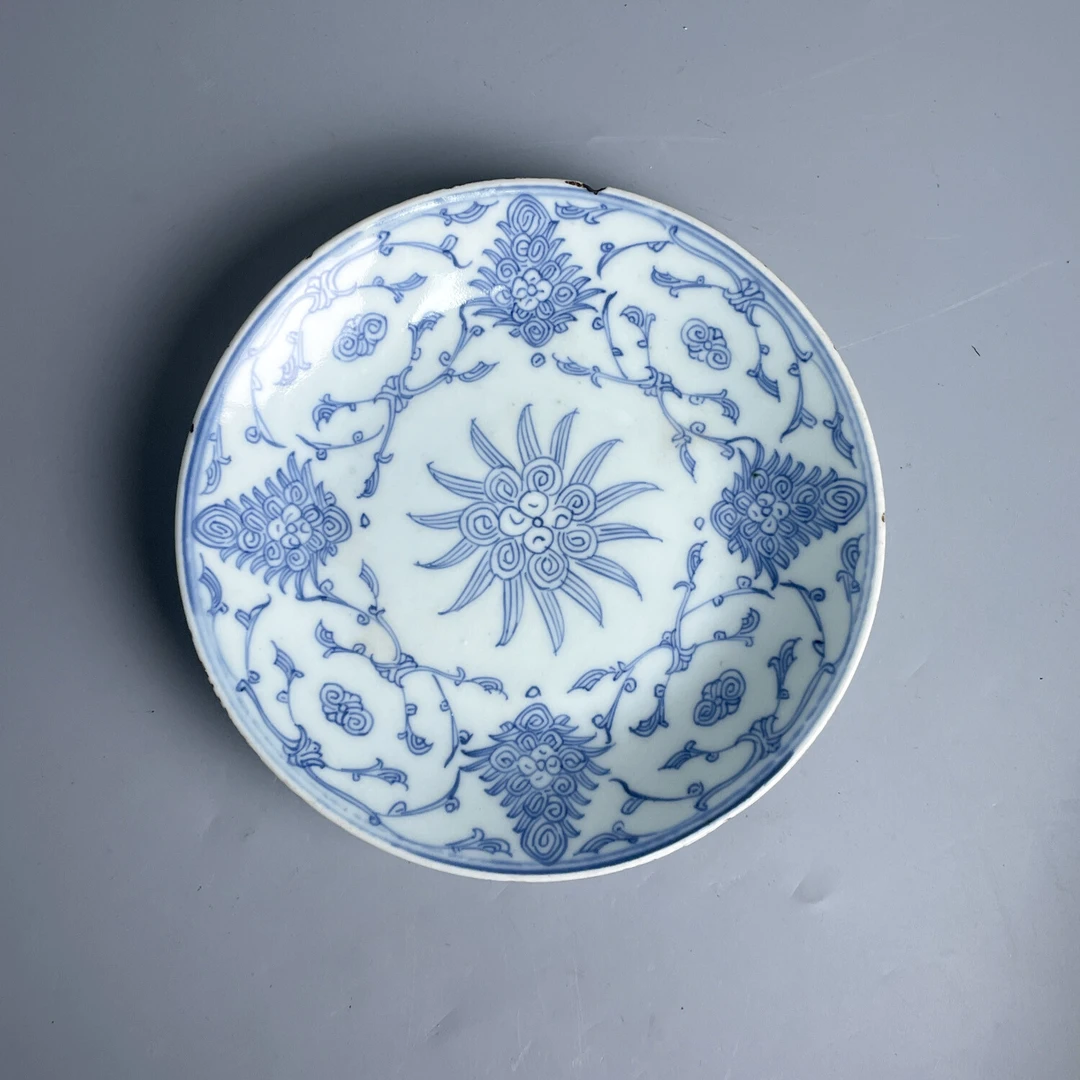 清道光 青花折枝花卉盘-M25ET008266-02