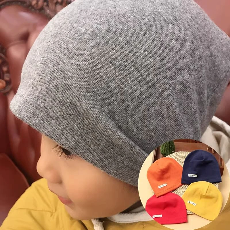 春秋冬男女孩儿童婴幼宝0-1-3-7岁色针织套头胎帽子单双层薄网红