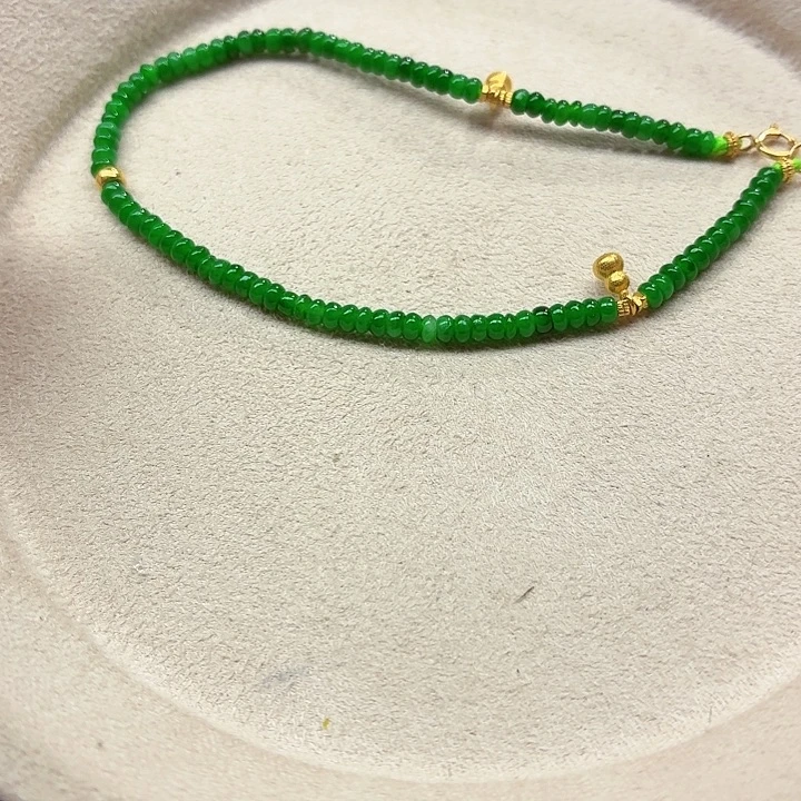 翡翠18K金镶嵌手链天然缅甸翡翠A货卡2.8