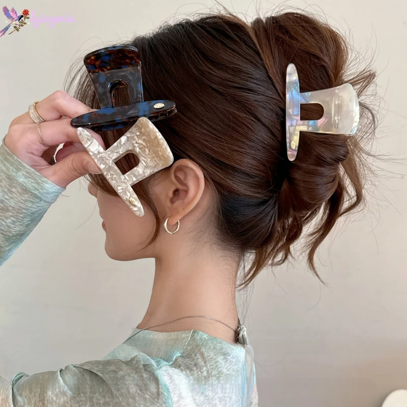 韩系彩色中号抓夹后脑勺盘发半扎发夹子ins鲨鱼夹2025新款高级感
