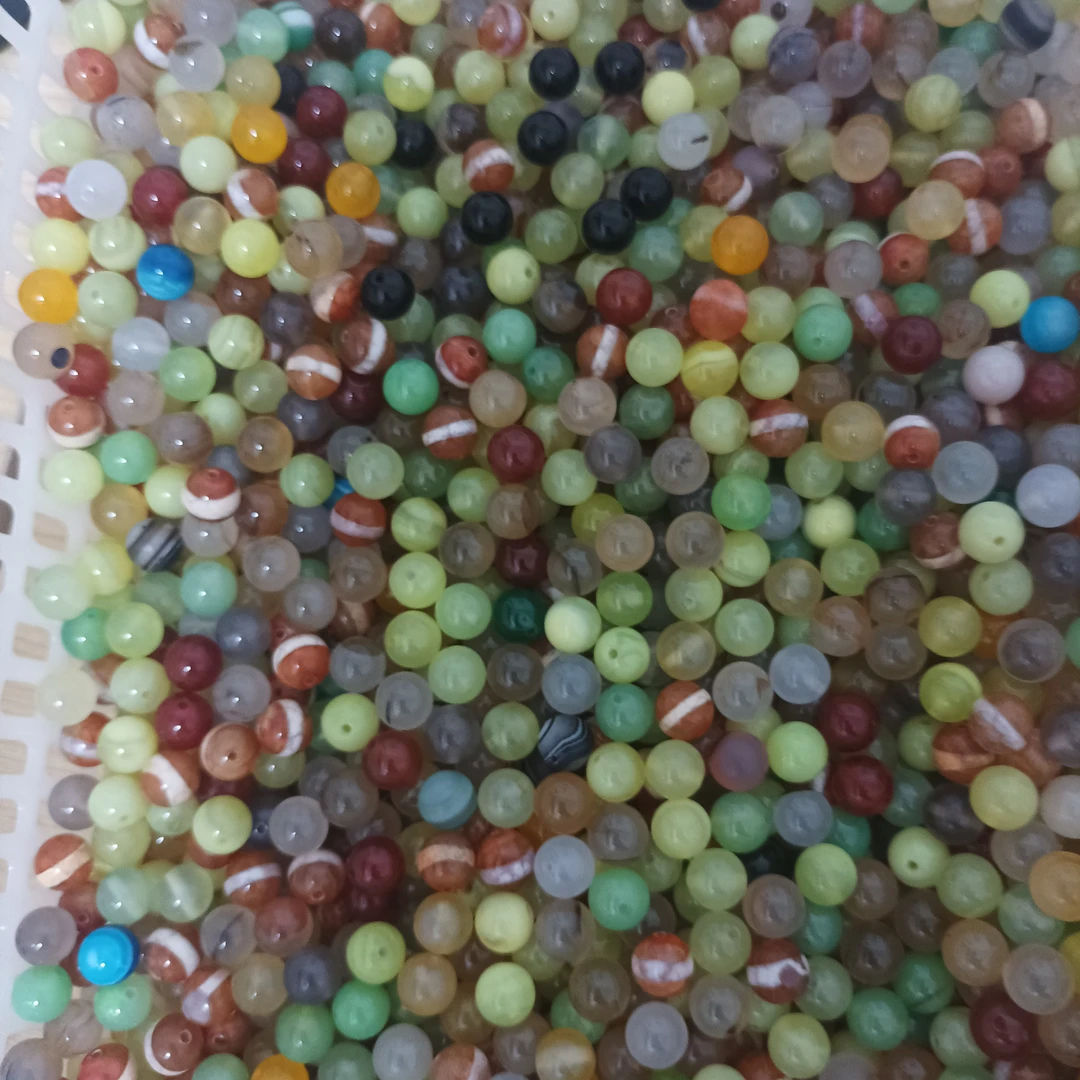 阿福 条纹玛瑙珠子微瑕有纹有裂处理品直播间选购，私拍随机一颗