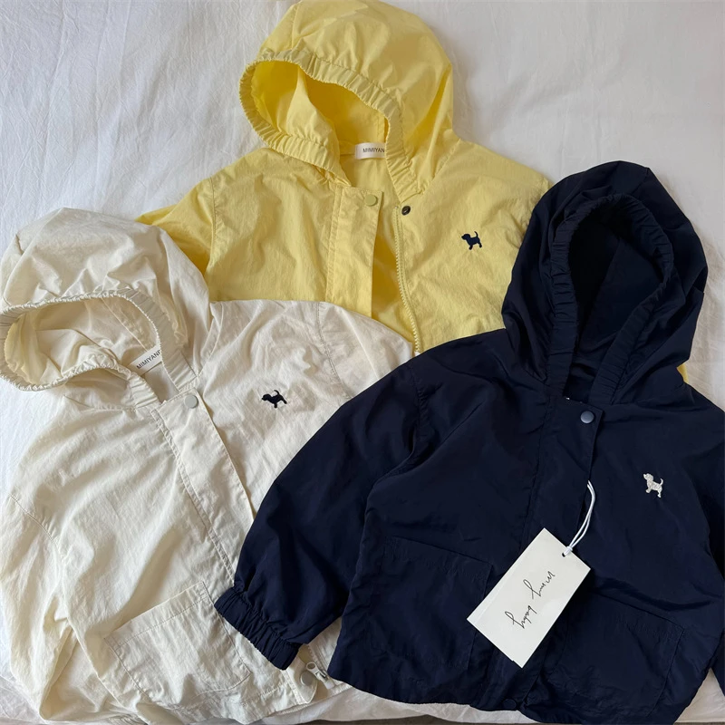 儿童外套2025夏季新品男女童纯色小狗防晒衣宝宝连帽皮肤衣