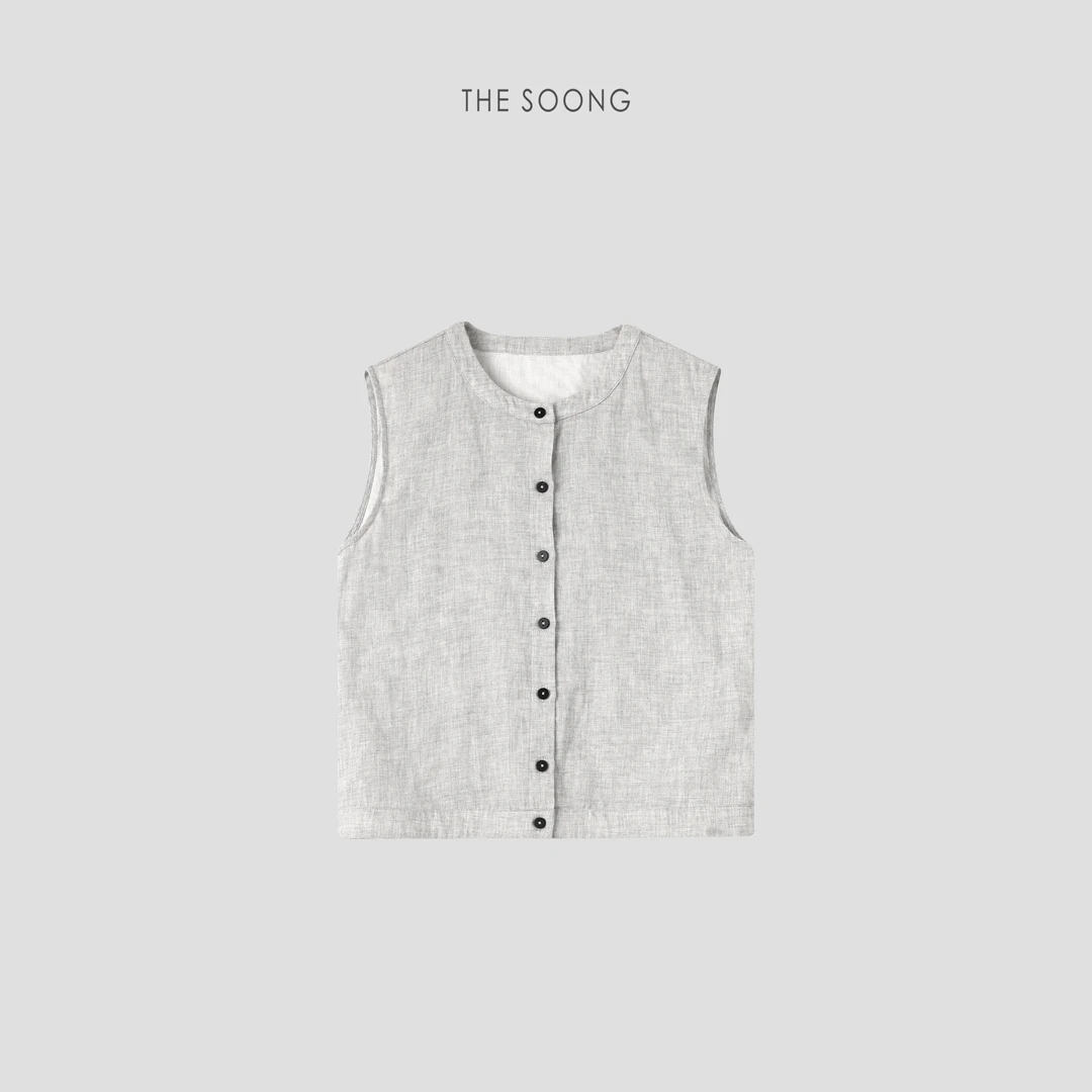 THESOONG|"轻量质感"薄款棉麻肌理纱梭织凉感马甲外套HBMJ6587