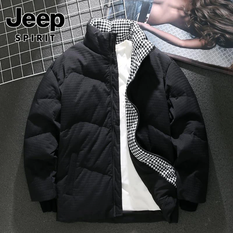 jeep吉普美式立领羽绒服男2025冬季新款潮流拼色保暖大码青年外套