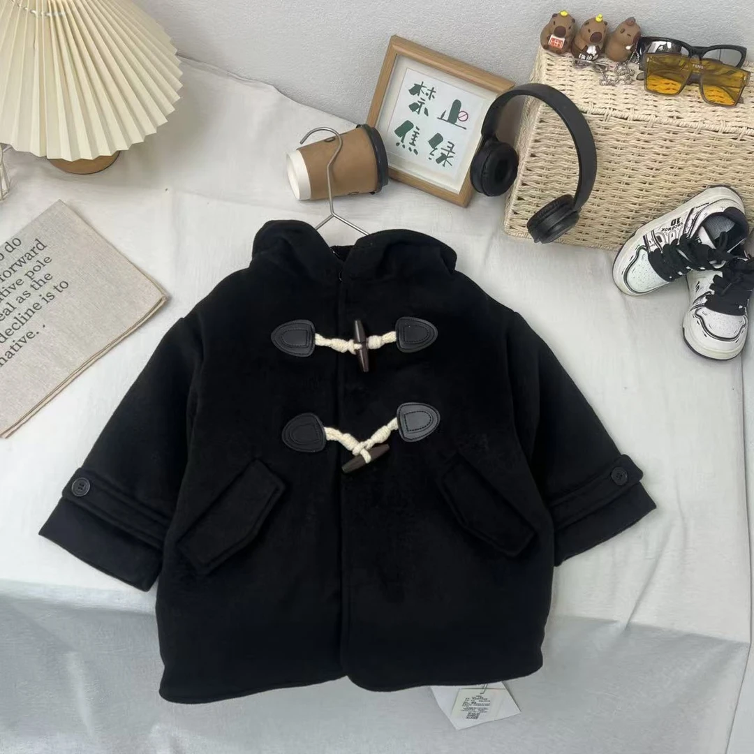 儿童羽绒妮子大衣韩版时尚百搭保暖男童女童3-12岁黑色小童A-255