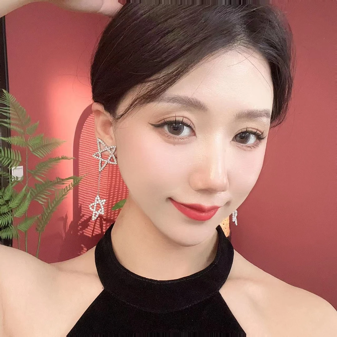 合金合成锆石耳饰 大星和小星一闪一闪亮晶晶 1f541