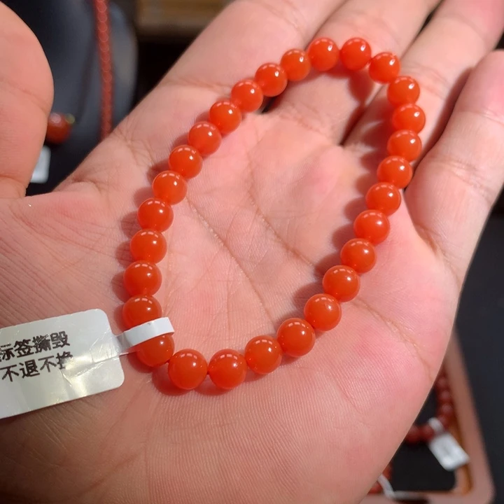 未镶嵌单圈南红玛瑙7mm➕中洞子柿子红