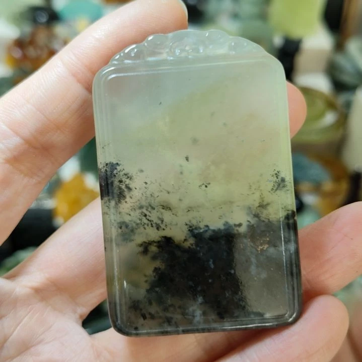 岫玉未镶嵌印章手把两用款式