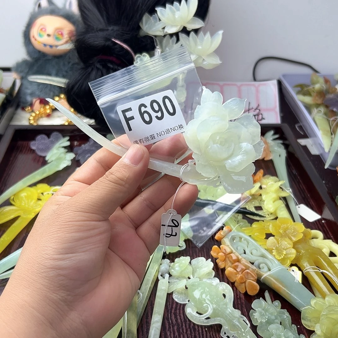 合金蛇纹石玉发饰贪****我