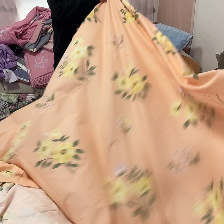 莫代尔纤维长绒棉橘色黄花朵4.7米