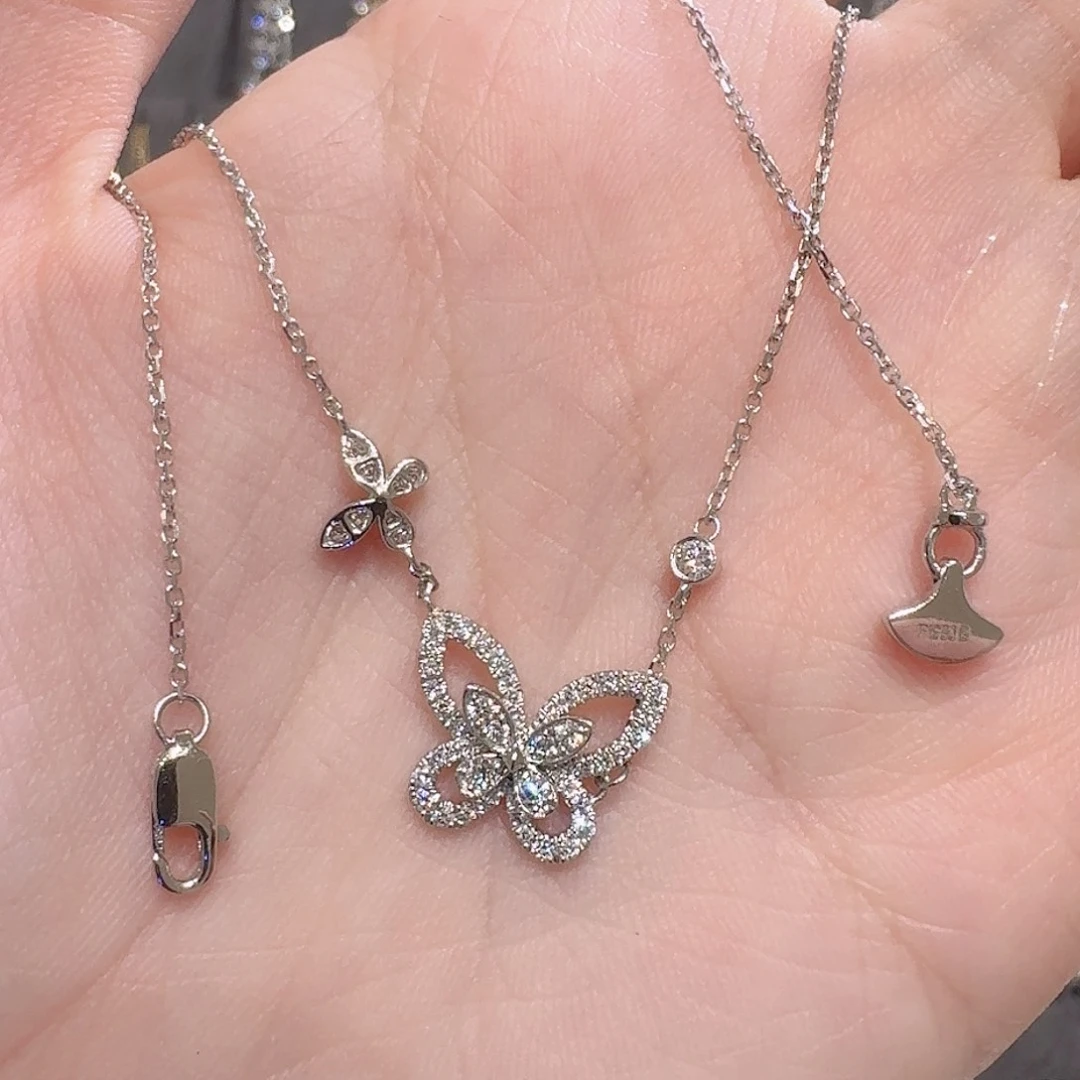 实验室培育钻石颈饰铂Pt950镶嵌格家幻影蝴蝶项链