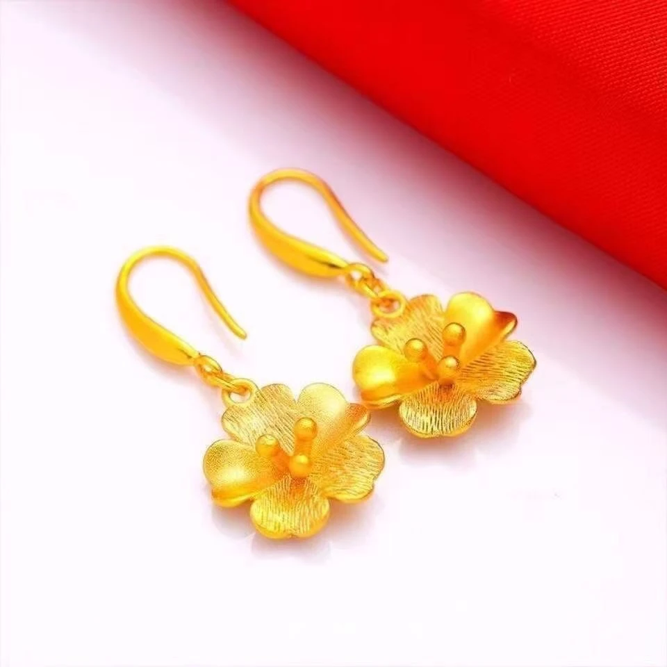 铜合金耳饰 时尚精美【梅花耳钩】女款精致经典金色短款耳环耳饰品