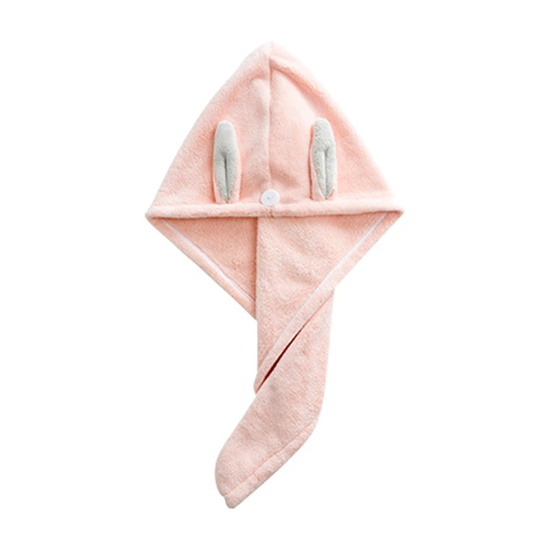 兔耳朵干发帽可爱女珊瑚绒加厚浴帽洗澡家用强吸水成人包头干发巾