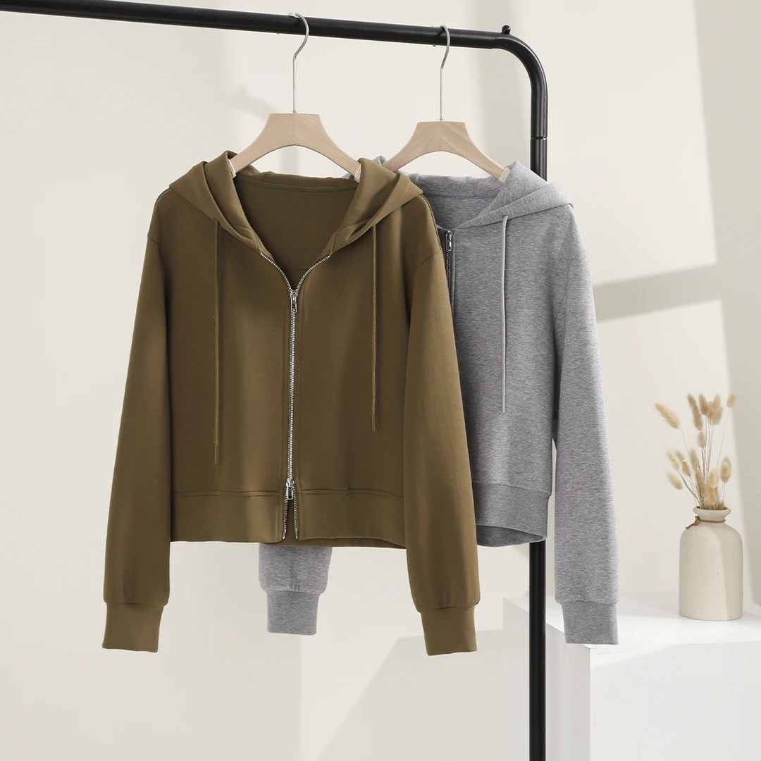 索菲丝尔连帽双开拉链卫衣外套女2025春季时尚休闲女士上衣515722