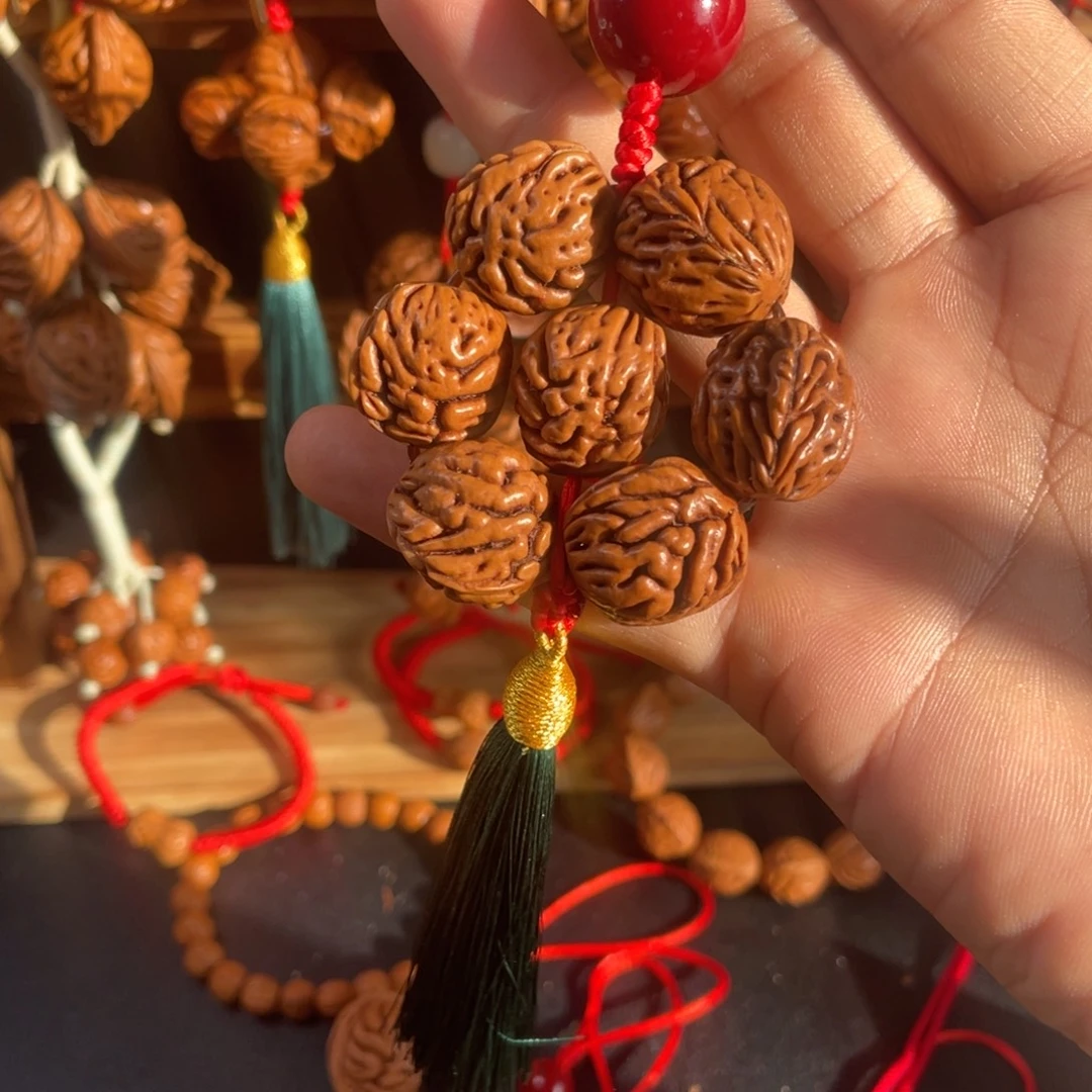 桃核手串七星连珠挂件