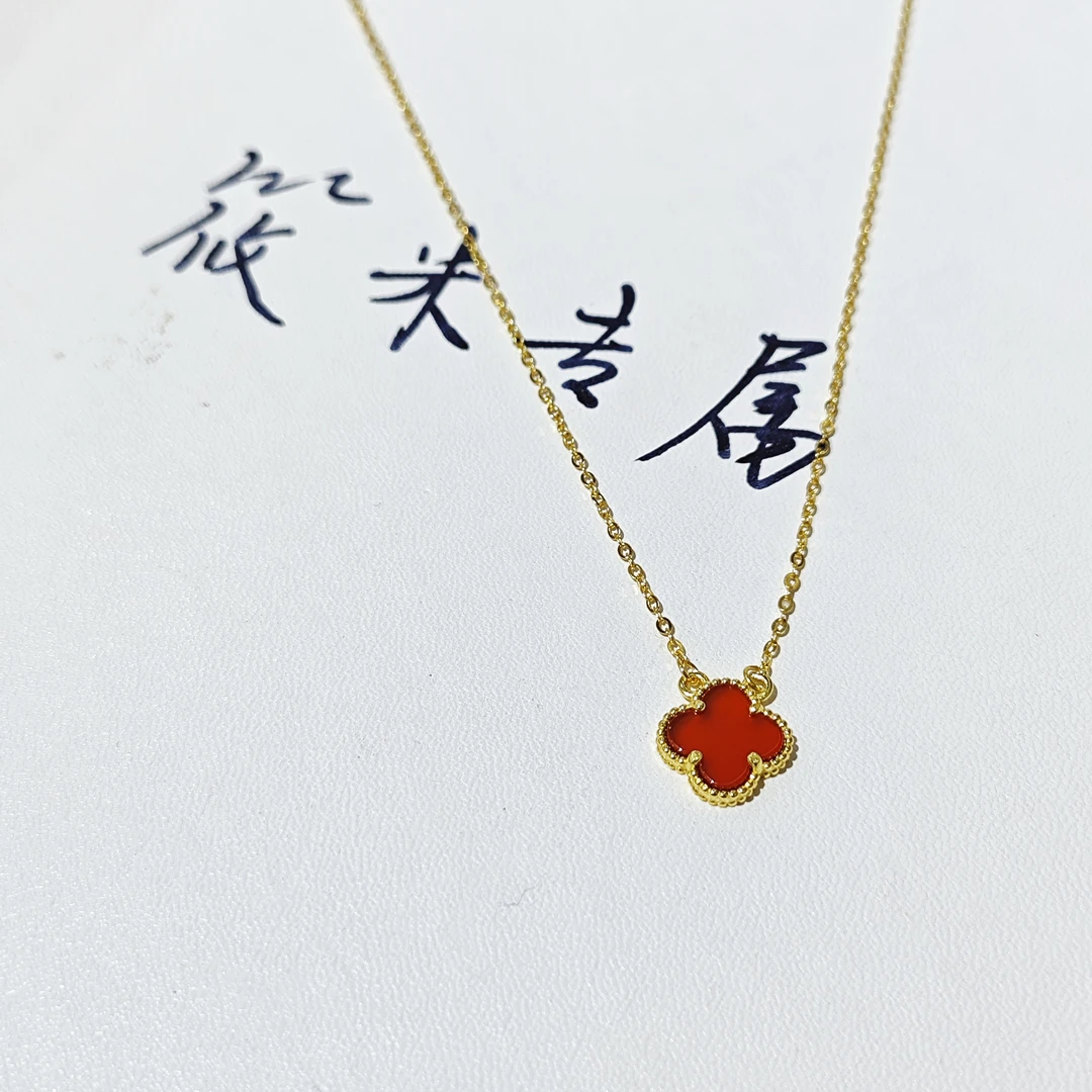 坠链均925银 金色四叶草银项链D416 md