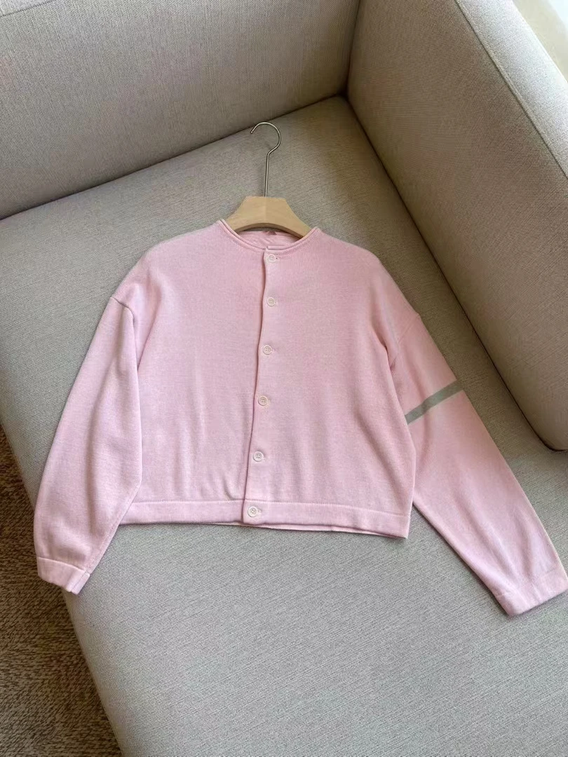 日系休闲纯棉圆领针织开衫